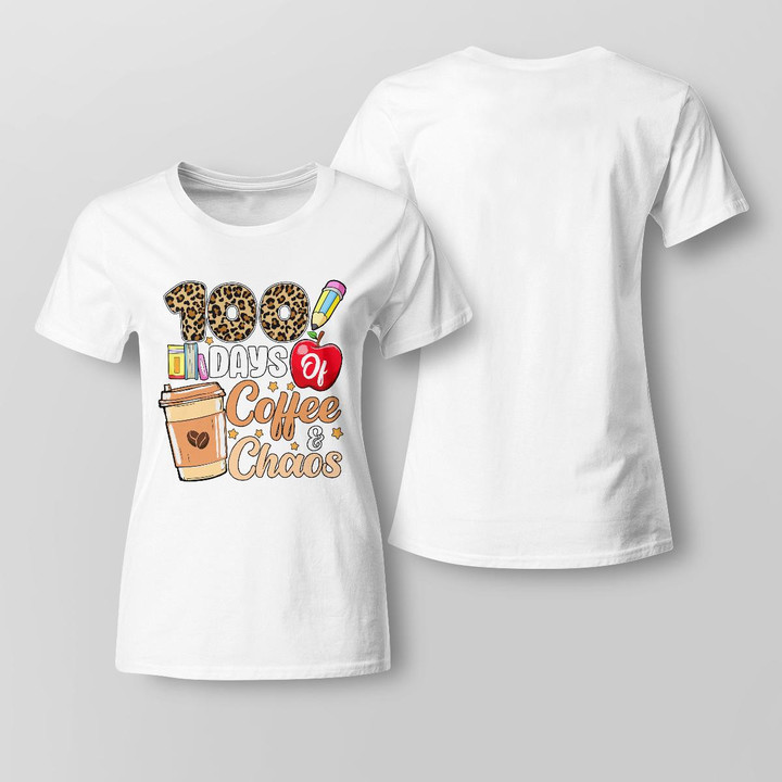 Zedbubble 100 Days Of Coffee & Chaos 100th Day Of School Teacher Kid T-shirt Hoodie Sweatshirt Mug