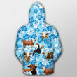 Simmental Blue Floral Outerwear Christmas Gift Hoodie Zip Hoodie