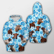 Shorthorn Blue Floral Outerwear Christmas Gift Hoodie Zip Hoodie