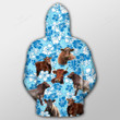 Shorthorn Blue Floral Outerwear Christmas Gift Hoodie Zip Hoodie