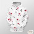 White Pattern With Red Socks And Xmas Tree Branch Outerwear Christmas Gift Hoodie Zip Hoodie