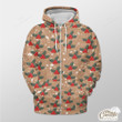 Snowflake Background With Holly Leaf Outerwear Christmas Gift Hoodie Zip Hoodie