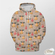 Snowflake Background With Xmas Bells And Balls Outerwear Christmas Gift Hoodie Zip Hoodie