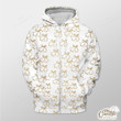 White Background With Gold Xmas Bell Outerwear Christmas Gift Hoodie Zip Hoodie