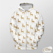 White Background With Xmas Gold Reindeer Outerwear Christmas Gift Hoodie Zip Hoodie