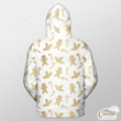White Background With Xmas Gold Gingerbread And Holly Leaf Outerwear Christmas Gift Hoodie Zip Hoodie