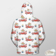 White Background With Xmas Car And Gift Outerwear Christmas Gift Hoodie Zip Hoodie