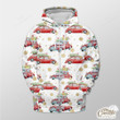 Polka Dot Background With Xmas Car Outerwear Christmas Gift Hoodie Zip Hoodie
