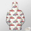 Polka Dot Background With Xmas Car Outerwear Christmas Gift Hoodie Zip Hoodie
