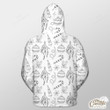 White Background With Xmas Tree, Candy Cane And Ball Outerwear Christmas Gift Hoodie Zip Hoodie