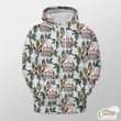 Pink Christmas Ball And Holly Leaf Outerwear Christmas Gift Hoodie Zip Hoodie