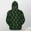 Green Background With Gold Holly Leaf Outerwear Christmas Gift Hoodie Zip Hoodie