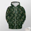 Green Background With Gold Holly Leaf Outerwear Christmas Gift Hoodie Zip Hoodie