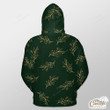 Green Background With Gold Xmas Tree Branch Outerwear Christmas Gift Hoodie Zip Hoodie