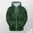 Green Background With Gold Xmas Star Outerwear Christmas Gift Hoodie Zip Hoodie