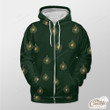 Green Background With Gold Xmas Ornament Outerwear Christmas Gift Hoodie Zip Hoodie