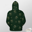 Green Background With Gold Xmas Gift Outerwear Christmas Gift Hoodie Zip Hoodie