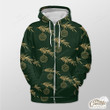 Green Background With Gold Xmas Tree Branch And Bow Outerwear Christmas Gift Hoodie Zip Hoodie