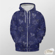 Dark Blue Background With Snowflake And Holly Leaf Outerwear Christmas Gift Hoodie Zip Hoodie