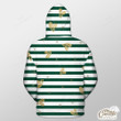 Green And White Stripe With Holly Leaf Outerwear Christmas Gift Hoodie Zip Hoodie