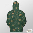 Vintage Green Background With Gold Snowflake Outerwear Christmas Gift Hoodie Zip Hoodie