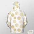 White Background With Gold Snowflake Outerwear Christmas Gift Hoodie Zip Hoodie