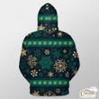 Gold And Green Snowflake Outerwear Christmas Gift Hoodie Zip Hoodie