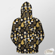 Black Background With Gold Xmas Tree, Socks And Candy Cane Outerwear Christmas Gift Hoodie Zip Hoodie