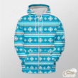 White And Blue Snowflake Xmas Outerwear Christmas Gift Hoodie Zip Hoodie
