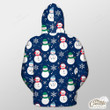 Dark Blue Background With Happy Snowman And Snowflake And Holly Leaf Outerwear Christmas Gift Hoodie Zip Hoodie