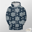 Dark Blue Background With Snowflake And Holly Leaf Outerwear Christmas Gift Hoodie Zip Hoodie