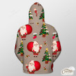 Brown Background With Santa Clause, Xmas Tree And Candy Cane Outerwear Christmas Gift Hoodie Zip Hoodie