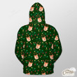 Green Background With Reindeer And Xmas Light Outerwear Christmas Gift Hoodie Zip Hoodie