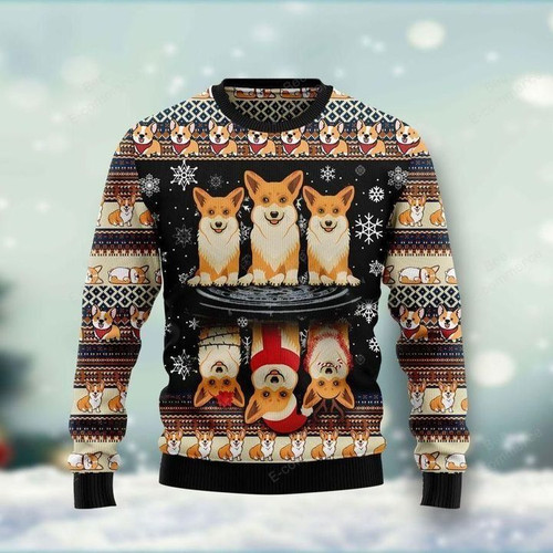 Christmas Pattern And Christmas Corgi On The Lake Gift For Christmas Ugly Christmas Sweater
