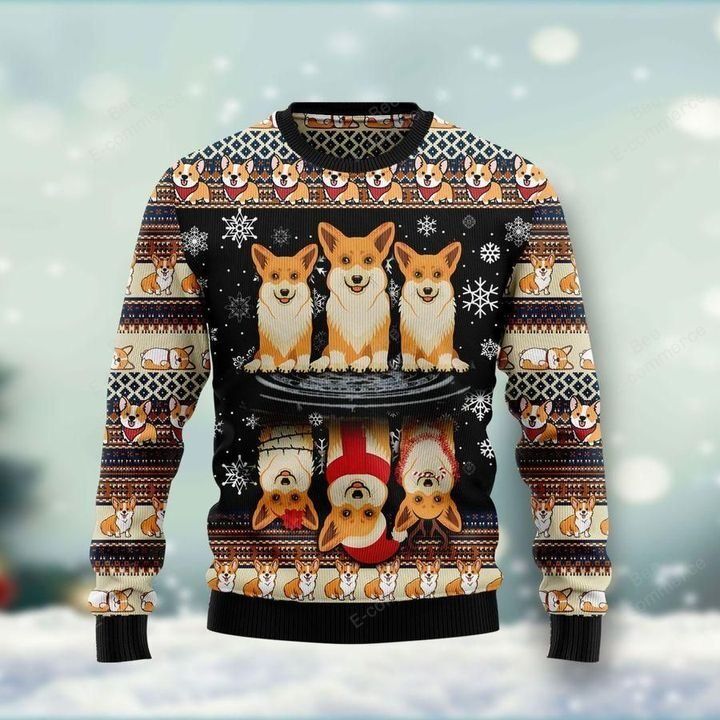 Christmas Pattern And Christmas Corgi On The Lake Gift For Christmas Ugly Christmas Sweater