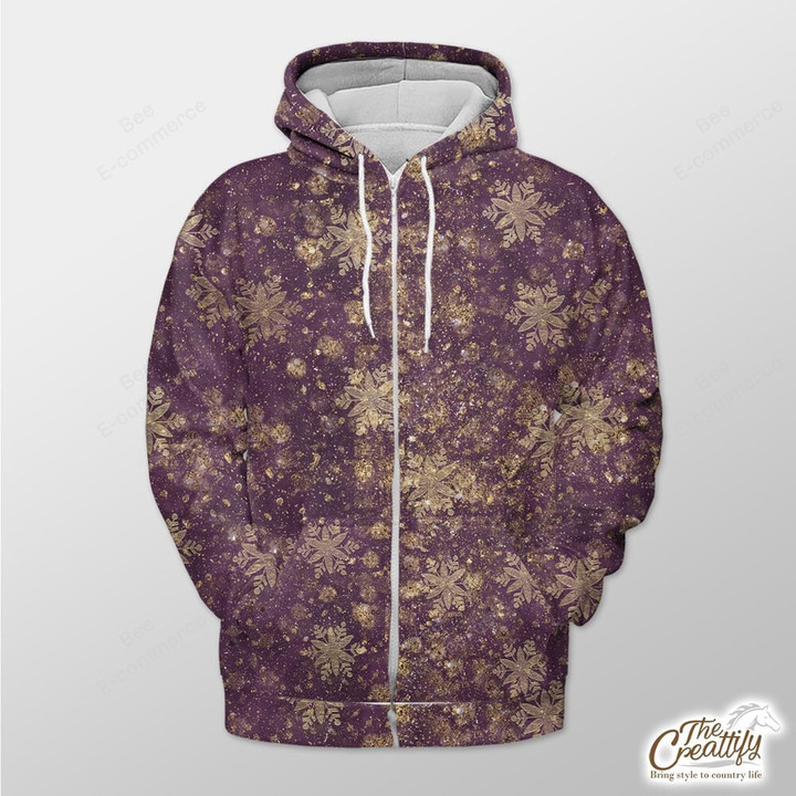 Dirty Background With Gold Snowflake Outerwear Christmas Gift Hoodie Zip Hoodie