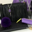Fluffy Fox Fur Bag Charm- Plum | Carabineer Keychain