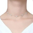 Sterling Silver CZ Stars Choker Pendent Necklace