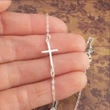 Tiny Sideways Cross Necklace | Cross Choker Necklace