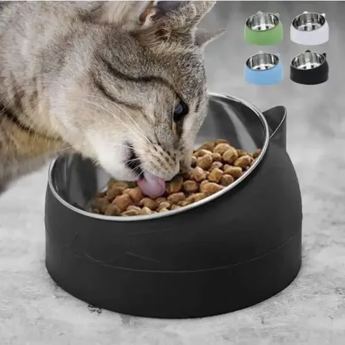 Pet Stainless Steel Food Bowls | Protective Cervical Vertebra Cat Bowl