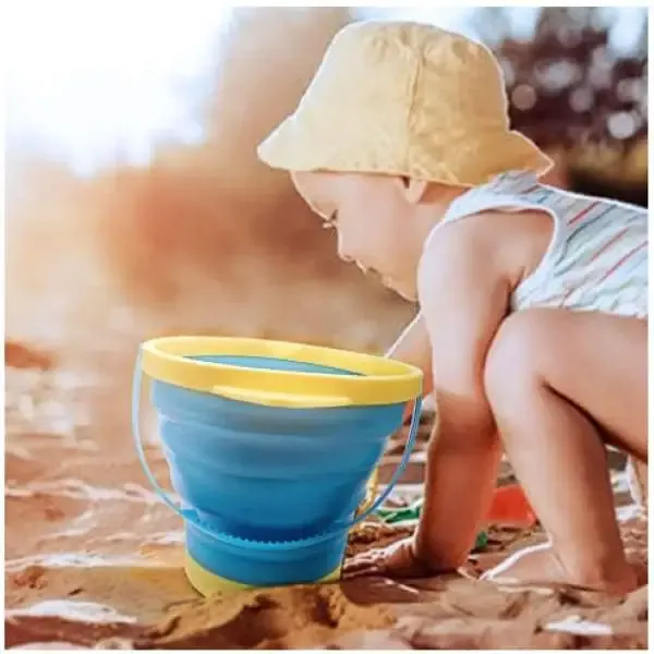 Silicone Folding Bucket For Beach Play | Collapsible Beach Bucket