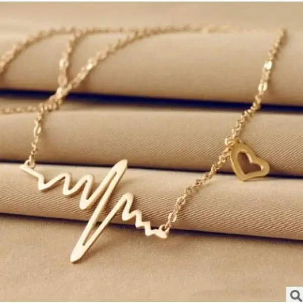 Necklace Love Shaped Titanium Steel Heartbeat Lockbone Chain | Heart Pendant Necklace