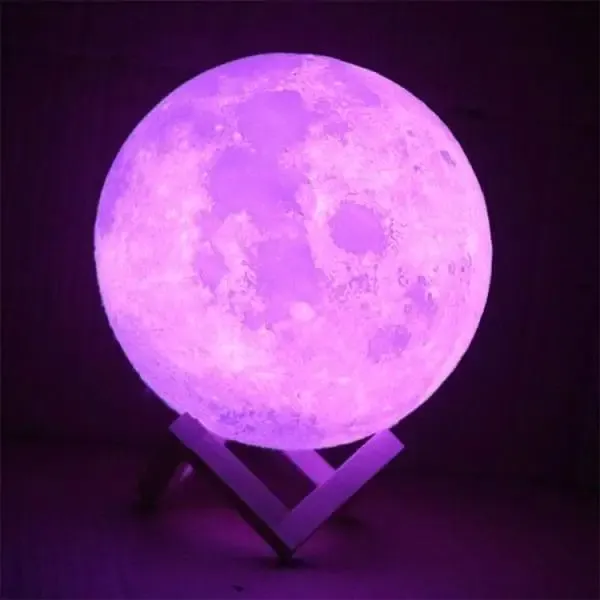 Rechargeable 3D Print Moon Lamp 2 Color Change Touch Switch | Night Light for Bedroom