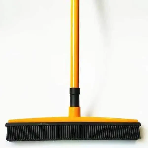 Pet Hair Removal Broom | Long Handle Soft Bristle Rubber Broom