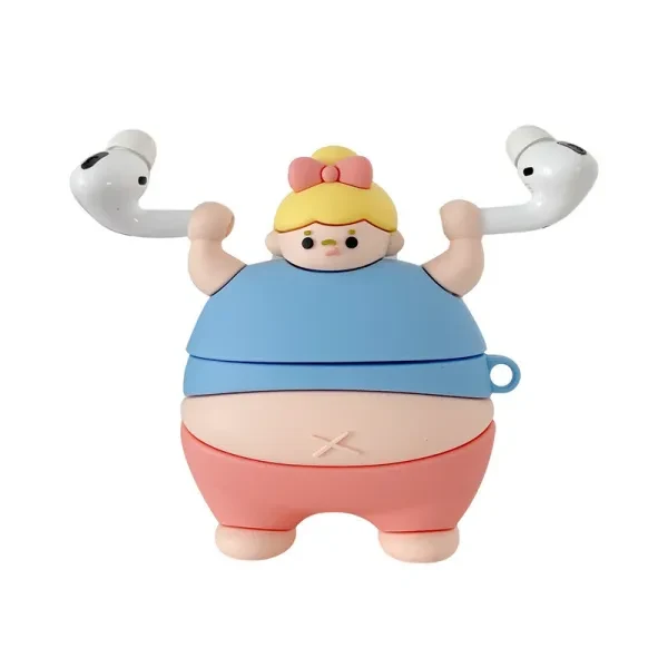 3D Cute Little Fat Man Lifting Weights Silicon Case