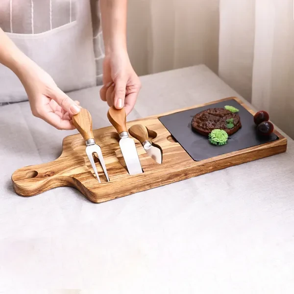 Wooden Cheese Board and Knife Set