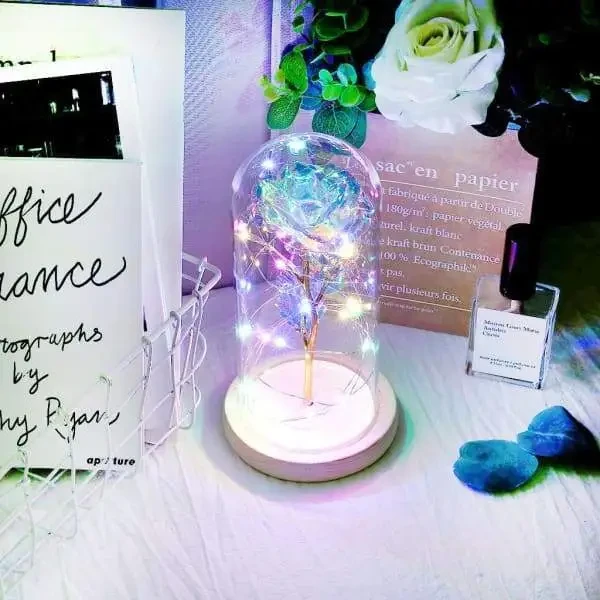 Galaxy Rose In Glass Dome | LED Enchanted Rose