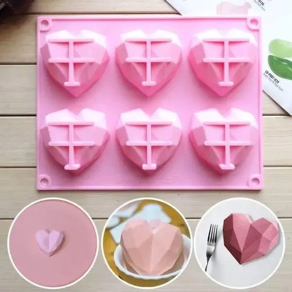 Silicone Heart Shaped Mold | Diamond Heart Cup Cake Mould
