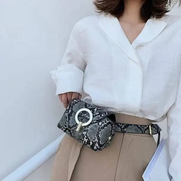 Vegan Leather Belt Bag with Python Print