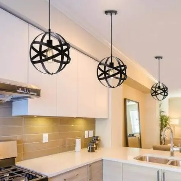 Industrial Ceiling Pendant Lighting | Spherical Globe Chandelier with Remote Control